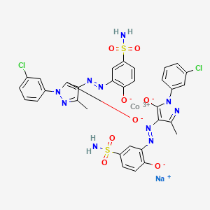 sodium bis[3-[[1-(3-chlorophenyl)-4,5-dihydro-3-methyl-5-oxo-1H-pyrazol-4-yl]azo]-4-hydroxybenzenesulphonamidato(2-)]cobaltate(1-) structure, CAS 73612-40-5