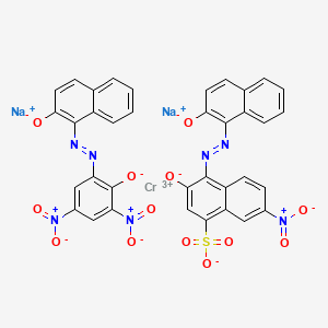 disodium [1-[(2-hydroxy-3,5-dinitrophenyl)azo]-2-naphtholato(2-)][3-hydroxy-4-[(2-hydroxy-1-naphthyl)azo]-7-nitronaphthalene-1-sulphonato(3-)]chromate(2-) structure, CAS 70236-55-4