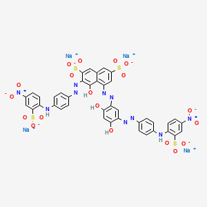tetrasodium 5-[[2,4-dihydroxy-5-[[4-[(4-nitro-2-sulphonatophenyl)amino]phenyl]azo]phenyl]azo]-4-hydroxy-3-[[4-[(4-nitro-2-sulphonatophenyl)amino]phenyl]azo]naphthalene-2,7-disulphonate structure, CAS 70210-34-3