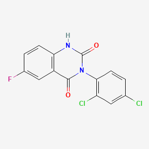 3-(2,4-dichlorophenyl)-6-fluoro-quinazoline-2,4(1H,3H)-dione structure, CAS 168900-02-5