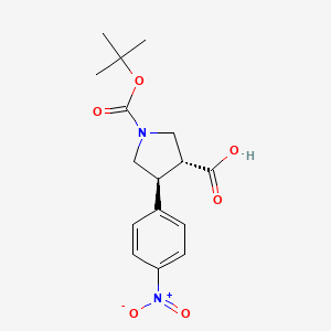 BOC-(TRANS)-4-(4-NITRO-PHENYL)-PYRROLIDINE-3-CARBOXYLIC ACID structure, CAS 959579-94-3