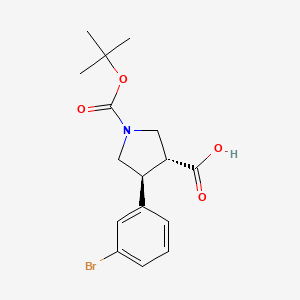 BOC-(TRANS)-4-(3-BROMO-PHENYL)-PYRROLIDINE-3-CARBOXYLIC ACID structure, CAS 959582-16-2