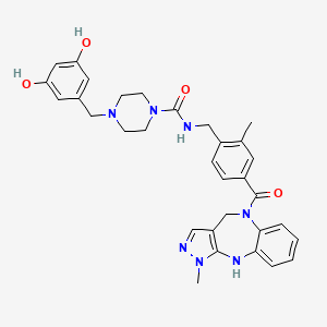 N-[[4-[(4,10-Dihydro-1-methylpyrazolo[3,4-b][1,5]benzodiazepin-5(1H)-yl)carbonyl]-2-methylphenyl]methyl]-4-[(3,5-dihydroxyphenyl)methyl]-1-piperazinecarboxamidedihydrochloride structure, CAS 847375-16-0
