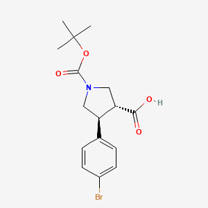 BOC-(TRANS)-4-(4-BROMO-PHENYL)-PYRROLIDINE-3-CARBOXYLIC ACID structure, CAS 1217829-96-3