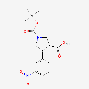 BOC-(TRANS)-4-(3-NITRO-PHENYL)-PYRROLIDINE-3-CARBOXYLIC ACID structure, CAS 959577-50-5