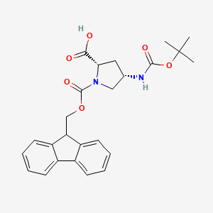 (2S, 4S)-BOC-4-AMINO-1-FMOC-PYRROLIDINE-2-CARBOXYLIC ACID structure, CAS 221352-74-5