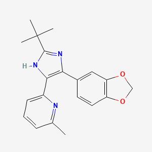 2-(5-Benzo[1,3]dioxol-5-yl-2-tert-butyl-3H-imidazol-4-yl)-6-methylpyridine hydrate hydrochloride structure, CAS 694433-59-5