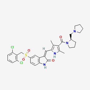 (2R)-1-[[5-[(Z)-[5-[[(2,6-DICHLOROPHENYL)METHYL]SULFONYL]-1,2-DIHYDRO-2-OXO-3H-INDOL-3-YLIDENE]METHYL]-2,4-DIMETHYL-1H-PYRROL-3-YL]CARBONYL]-2-(1-PYRROLIDINYLMETHYL)PYRROLIDINE structure, CAS 477575-56-7