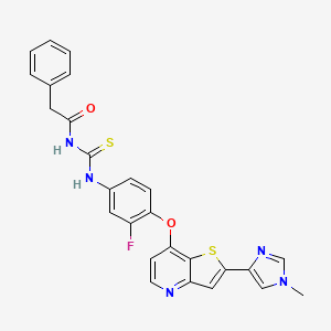 N-(3-fluoro-4-(2-(1-methyl-1H-imidazol-4-yl)thieno[3,2-b]pyridin-7-yloxy)phenylcarbamothioyl)-2-phenylacetamide structure, CAS 875337-44-3