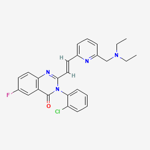 3-(2-Chlorophenyl)-2-[2-[6-[(diethylamino)methyl]-2-pyridinyl]ethenyl]-6-fluoro-4(3H)-quinazolinonehydrochloride structure, CAS 199655-36-2