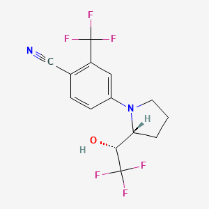 4-((R)-2-((R)-2,2,2-trifluoro-1-hydroxyethyl)pyrrolidin-1-yl)-2-trifluoroMethyl)benzonitrile structure, CAS 1165910-22-4