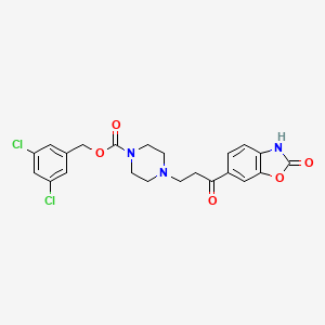 4-[3-Oxo-3-(2-oxo-2,3-dihydrobenzoxazol-6-yl)propyl]piperazine-1-carboxylic acid 3,5-dichlorobenzyl ester structure, CAS 1144035-53-9
