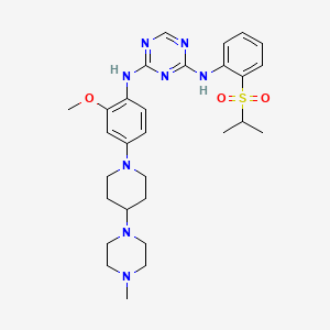 N2-[2-Methoxy-4-[4-(4-methyl-1-piperazinyl)-1-piperidinyl]phenyl]-N4-[2-[(1-methylethyl)sulfonyl]phenyl]-1,3,5-triazine-2,4-diamine structure, CAS 1097917-15-1