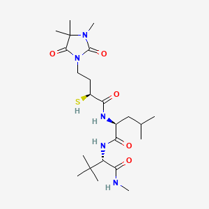 (2S)-3,3-dimethyl-2-methylamino-N-[(2S)-4-methyl-2-[[(2S)-2-sulfanyl-4 -(3,4,4-trimethyl-2,5-dioxo-imidazolidin-1-yl)butanoyl]amino]pentanoyl ]butanamide structure, CAS 259188-38-0