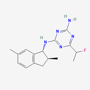 N-[(1R,2S)-2,3-Dihydro-2,6-dimethyl-1H-inden-1-yl]-6-[(1RS)-1-fluoroethyl]-1,3,5-triazine-2,4-diamine structure, CAS 950782-86-2