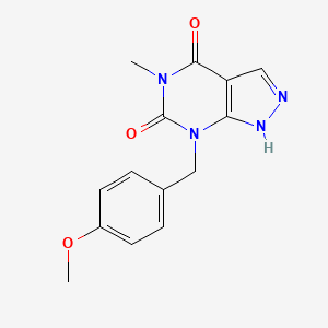 7-[(4-Methoxyphenyl)methyl]-5-methyl-2H-pyrazolo[3,4-d]pyrimidine-4,6(5H,7H)-dione structure, CAS 1351961-59-5