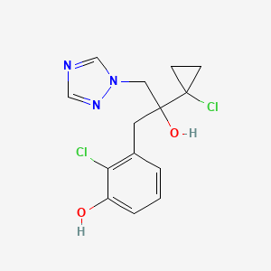 2-chloro-3-(2-(1-chlorocyclopropyl)-2-hydroxy-3-(1H-1,2,4-triazol-1-yl)propyl)phenol structure, CAS 856045-93-7