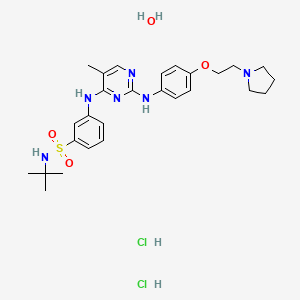 N-(1,1-Dimethylethyl)-3-[[5-methyl-2-[[4-[2-(1-pyrrolidinyl)ethoxy]phenyl]amino]-4-pyrimidinyl]amino]benzenesulfonamide hydrochloride hydrate (1:2:1) structure, CAS 1374744-69-0
