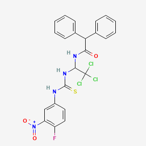 2,2-DIPHENYL-N-(2,2,2-TRICHLORO-1-[3-(4-FLUORO-3-NITROPHENYL)THIOUREIDO]ETHYL)ACETAMIDE structure, CAS 905973-89-9