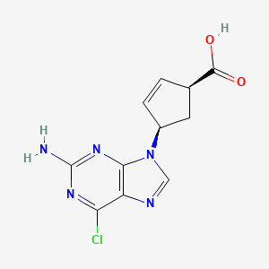 (1S,4R)-4-(2-Amino-6-chloro-9H-purin-9-yl)-2-cyclopentene-1-carboxylate structure, CAS 1246819-78-2