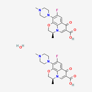(S)-9-Fluoro-2,3-dihydro-3-methyl-10-(4-methyl-1-piperazinyl)-7-oxo-7H-pyrido(1,2,3-de)-1,4-benzoxazine-6-carboxylic acid hydrate (2:1) structure, CAS 138199-71-0