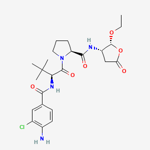 (S)-1-((S)-2-(4-amino-3-chlorobenzamido)-3,3-dimethylbutanoyl)-N-((2R,3S)-2-ethoxy-5-oxotetrahydrofuran-3-yl)pyrrolidine-2-carboxamide structure, CAS 273404-37-8