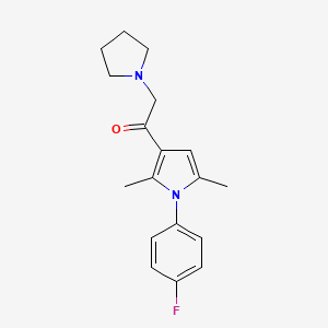 1-[1-(4-Fluorophenyl)-2,5-dimethyl-1H-pyrrol-3-yl]-2-(1-pyrrolidinyl)ethanone structure, CAS 314245-33-5