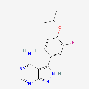 3-(3-fluoro-4-isopropoxyphenyl)-1H-pyrazolo[3,4-d]pyrimidin-4-amine structure, CAS 1408087-64-8