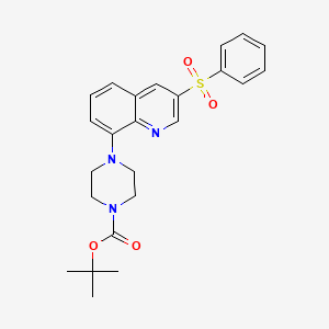 Tert-butyl 4-(3-(phenylsulfonyl)quinolin-8-yl)piperazine-1-carboxylate structure, CAS 607743-10-2