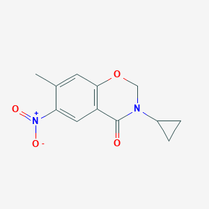 3-cyclopropyl-7-methyl-6-nitro-2H-benzo[e][1,3]oxazin-4(3H)-one structure, CAS 1038984-34-7