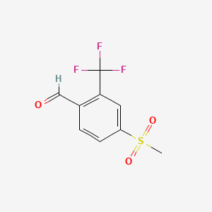 2-Formyl-5-(methylsulphonyl)benzotrifluoride, 4-Formyl-3-(trifluoromethyl)phenyl methyl sulphone structure, CAS 1215310-75-0