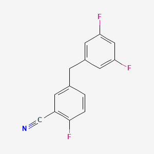 5-(3,5-difluorobenzyl)-2-fluorobenzonitrile structure, CAS 1108745-25-0