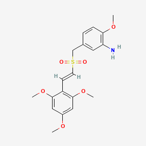 (E)-2',4',6'-triMethoxystyryl-4-Methoxy-3-aMinobenzylsulfone, (E)-5-((2,4,6-triMethoxystyrylsulfonyl)Methyl)-2-MethoxybenzeneaMine structure, CAS 592542-50-2
