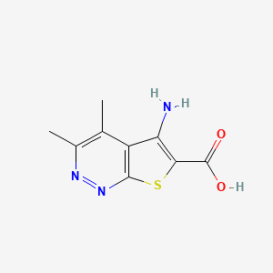 5-amino-3,4-dimethylthieno[2,3-c]pyridazine-6-carboxylic acid structure, CAS 1452226-14-0