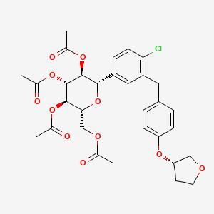 (1S)-1,5-anhydro-2,3,4,6-tetra-O-acteyl-1-C-[4-chloro-3-[[4-[[(3S)-tetrahydrofu-ran-3-yl]oxy]phenyl] methyl]phenyl]-D-Glucitol structure, CAS 915095-99-7
