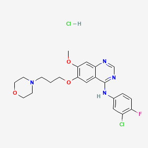 4-(3-Chloro-4-fluorophenylamino)-7-methoxy-6-[3-(4-morpholinyl)propoxy]quinazoline hydrochloride structure, CAS 184475-55-6