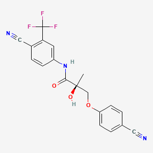 (S)-N-(4-cyano-3-(trifluoromethyl)phenyl)-3-(4-cyanophenoxy)-2-hydroxy-2-methylpropanamide structure, CAS 841205-47-8
