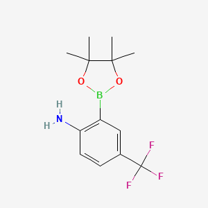 2-(4,4,5,5-TetraMethyl-1,3,2-dioxaborolan-2-yl)-_4-(trifluoroMethyl)_benzenaMine structure, CAS 1058062-64-8