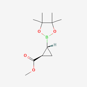 Cyclopropanecarboxylic acid, 2-(4,4,5,5-tetraMethyl-1,3,2-dioxaborolan-2-yl)-, Methyl ester, (1R,2R)-rel- structure, CAS 126689-05-2