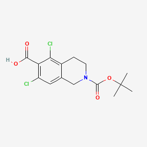 2-(tert-butoxycarbonyl)-5,7-dichloro-1,2,3,4-tetrahydroisoquinoline-6-carboxylic acid structure, CAS 851784-82-2