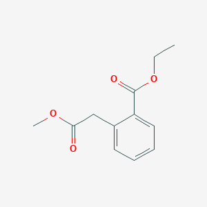 Benzeneacetic acid, 2-(ethoxycarbonyl)-, methyl ester structure, CAS 66298-59-7
