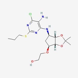 Ethanol, 2-[[(3aR,4S,6R,6aS)-6-[[5-aMino-6-chloro-2-(propylthio)-4-pyriMidinyl]aMino]tetrahydro-2,2-diMethyl-4H-cyclopenta-1,3-dioxol-4-yl]oxy]- structure, CAS 376608-74-1