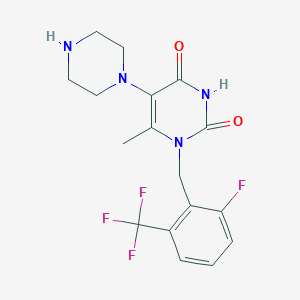 1-(2-fluoro-6-(trifluoroMethyl)benzyl)-6-Methyl-5-(piperazin-1-yl)pyriMidine-2,4(1H,3H)-dione structure, CAS 1308380-33-7