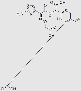 α-[[(Z)-2-(2-aMino-4-thiazolyl)-2-[(carboxyMethoxy)iMino]acetyl]aMino]-2-[(2R)-5-Methyl-7-oxo-1,2,5,7-tetrahydro-4H-furo[3,4-d][1,3]thiazin-2-yl]acetic Acid structure, CAS 1335475-08-5