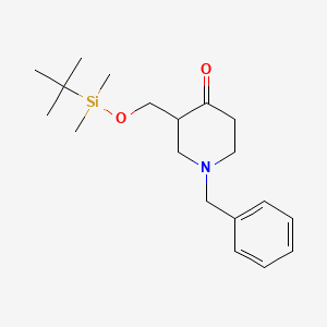 N-Benzyl-3-(tert-butyldimethylsilanyloxymethyl)piperid-4-one structure, CAS 325486-37-1