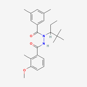 N'-(3,5-dimethylbenzoyl)-N'-(2,2-dimethylpentan-3-yl)-3-methoxy-2-methylbenzohydrazide structure, CAS 755013-53-7