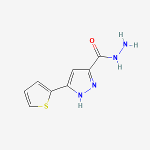 3-(Thiophen-2-yl)-1H-pyrazole-5-carbohydrazide structure, CAS 889992-74-9