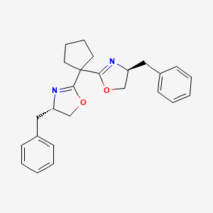 (4S,4'S)-2,2'-(Cyclopentane-1,1-diyl)-bis(4-benzyl-4,5-dihydrooxazole) structure, CAS 1003886-05-2