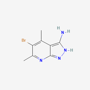 5-BROMO-4,6-DIMETHYL-1H-PYRAZOLO[3,4-B]PYRIDIN-3-AMINE structure, CAS 42951-65-5