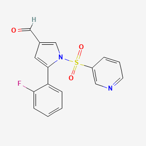 1H-Pyrrole-3-carboxaldehyde, 5-(2-fluorophenyl)-1-(3-pyridinylsulfonyl)- structure, CAS 881677-11-8